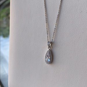Elongated Tear-Drop Cubic Zirconia Pendant